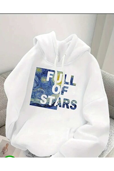 ORVIO Group Men'Shoodie Oversized Artisticprintfullofstarswhitecasualcomforta...