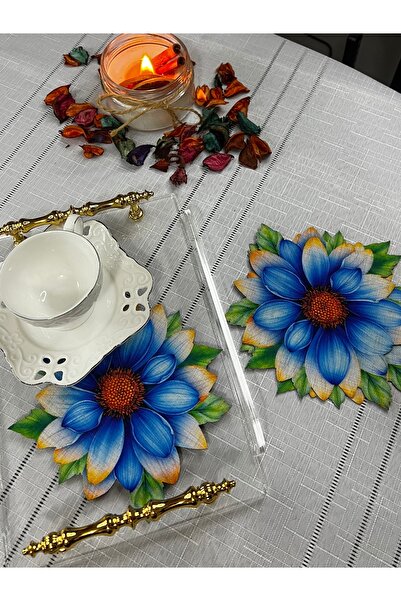 MİNOZA مناديل كوكتيل وتقديم الطعام بتصميم غازانيا الأزرق ثلاثية الأبعاد رقمية...