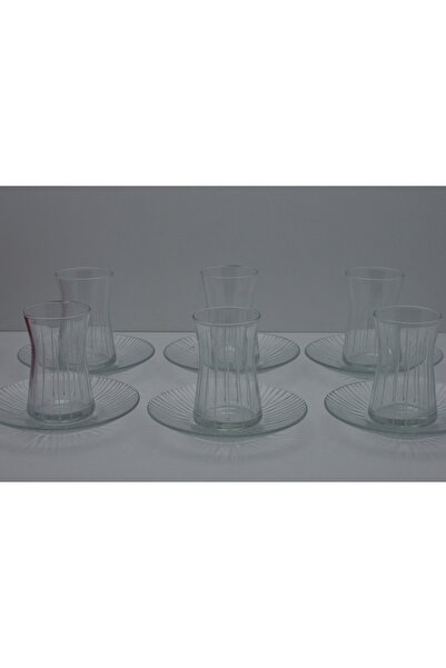 CAM 12 PARÇA ÇAY SETİ ÇİZGİ DESENLİ