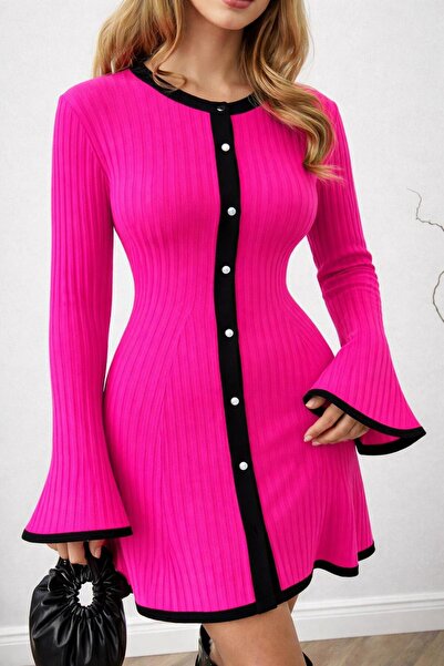 TOFAN TRİKO Fisherman collar mini dress