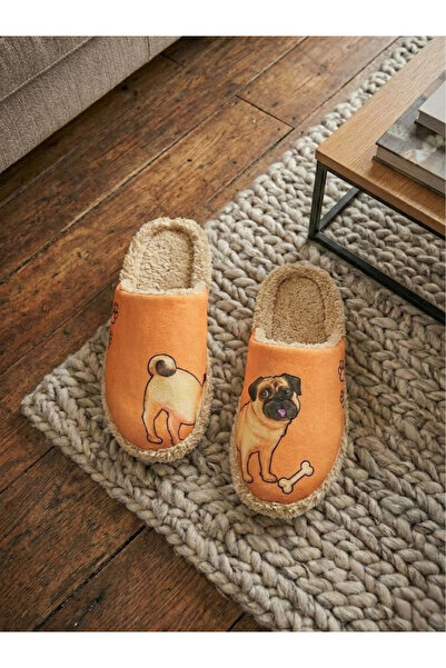 BİG STEPS Köpek Desenli Kadın Ev Terliği - Yumuşacık Peluş Terlik, Sesiz Taba...