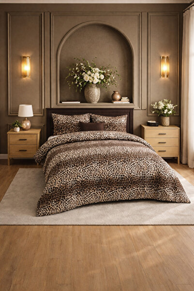 Almira Modern Leopard Patterned Double Duvet Cover Set |   Bedspread