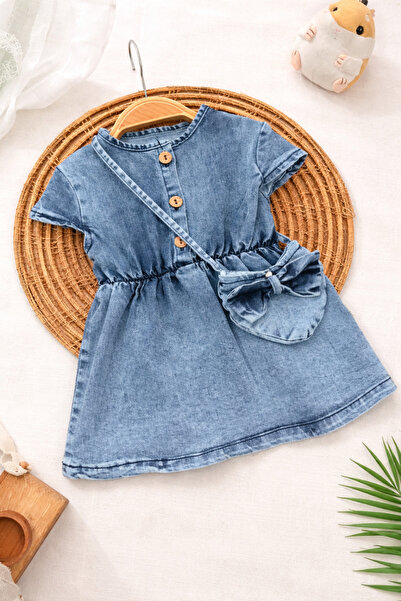 ASİLA Çantalı Kot Kız Bebek Elbise