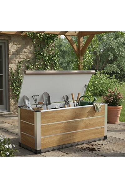 stratecht Balkon ve Bahçe Depolama Sandığı 230L Oturma Bankı 3 Kişilik Suya v...