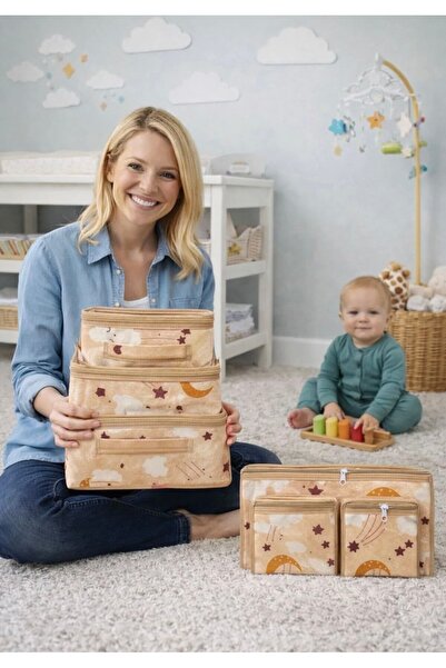 MorOflan Ultra Lüx Bebek 6'lı Desenli Fileli Bavul Valiz Içi Düzenleyici Hurç...