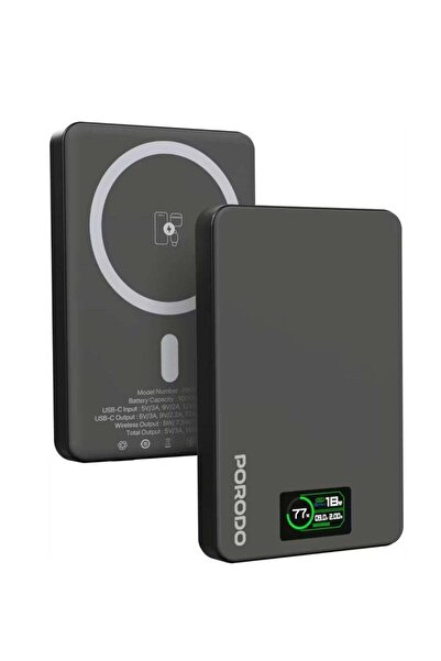 porodo 10000mAh Power Bank with Real-Time TFT Smart Display, Type-C Input & O...