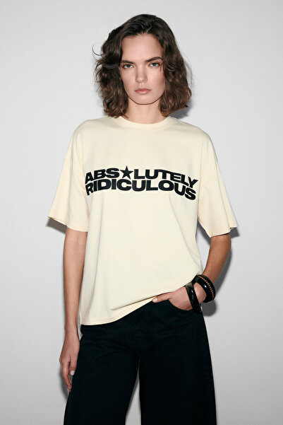 GRIMELANGE Tambeza Women's 100% Cotton Soft Fabric Yellow T-Shirt with Print ...