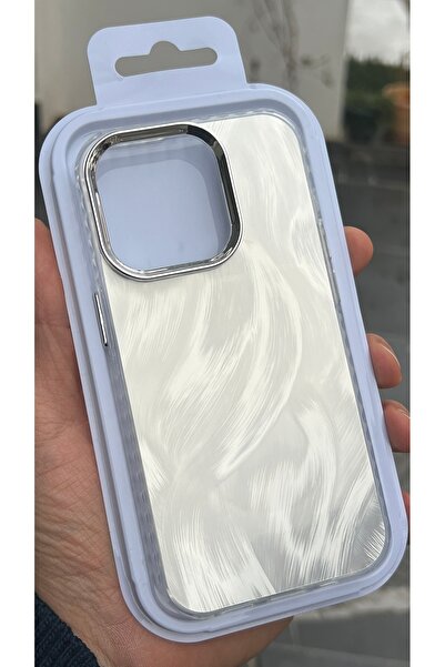 EDELFU متوافق مع iPhone 14 PRO - غطاء بنمط ريشة فضية مع إطار شفاف للكاميرا وغ...