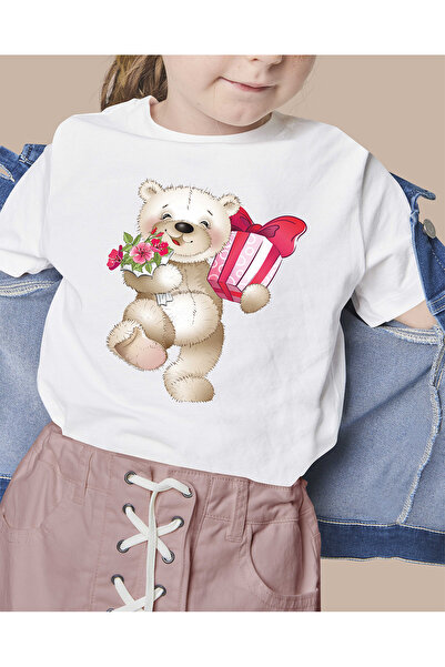 F17 Ajans Tricou pentru fetiță, 100% bumbac, cu decolteu în formă de O, cu im...