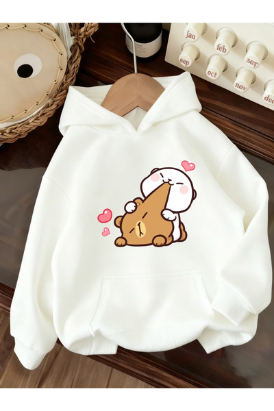 Flow touch Back custom Printed white Oversized hooded sweatshirt hoodie