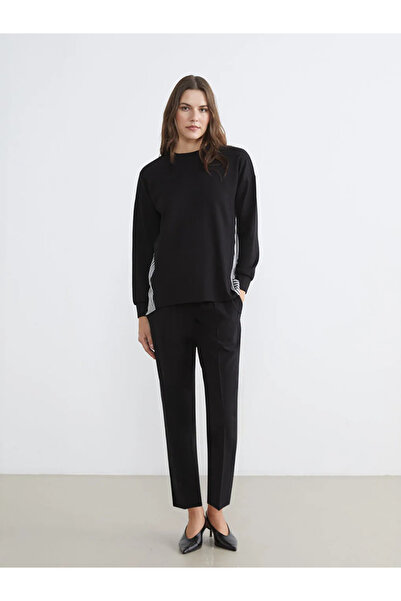 LC Waikiki LCW Comfort Черна раирана мека на допир дамска блуза с голям размер