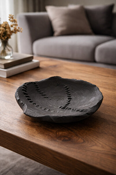 MEAS Minimal Siyah Dekoratif Kase – Sanatsal Tasarım