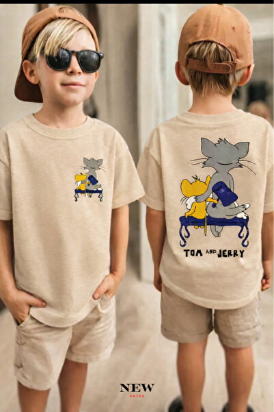 New Shine تي شيرت للأطفال مطبوع عليه توم وجيري للجنسين