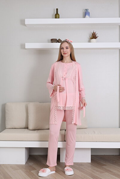 ERDENİZ TEKSTİL Hamilelik ve Emzirme Sürecine Uygun, Düğmeli-Dantel Detaylı P...