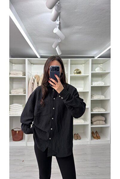 LUUNA STORE Nexo Oversized Striped Shirt - Black