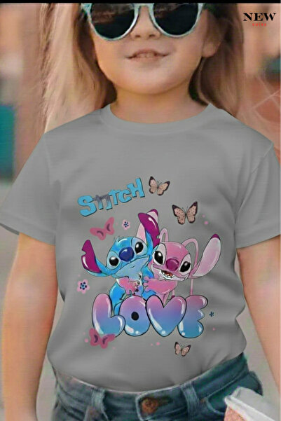 New Shine تي شيرت مطبوع عليه ستيتش للأطفال من الجنسين