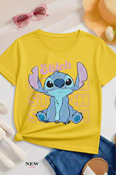 New Shine تي شيرت مطبوع عليه ستيتش للأطفال من الجنسين