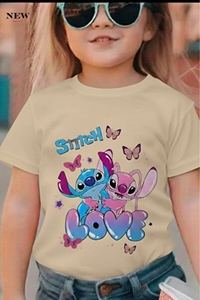 New Shine تي شيرت مطبوع عليه ستيتش للأطفال من الجنسين
