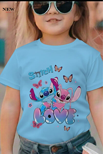 New Shine تي شيرت مطبوع عليه ستيتش للأطفال من الجنسين