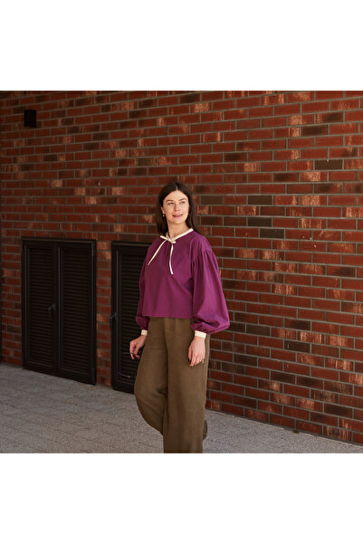 Nuvola slow fashion Blouse with puff sleeves and bows