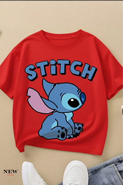 New Shine تي شيرت مطبوع عليه ستيتش للأطفال من الجنسين