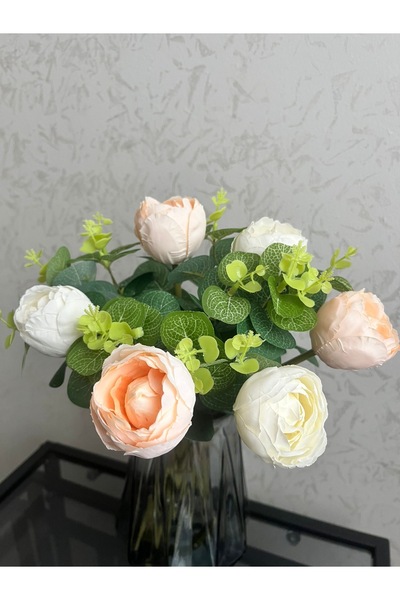 CrossWell Home 6’lı Şakayık ve Okaliptüs Aranjmanı – Canlı Görünümlü Dekorati...