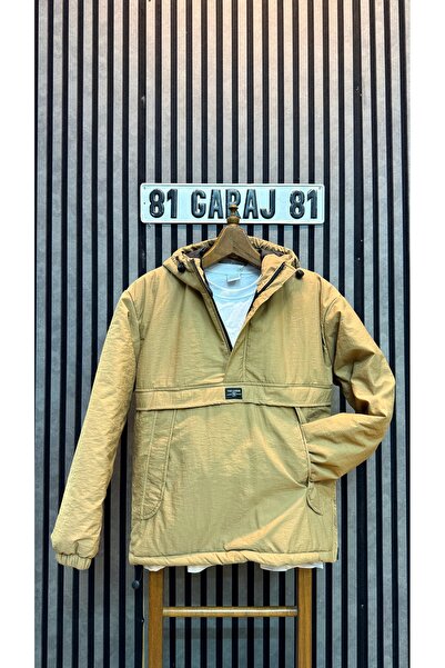 Legend GRJ81 Erkek Kapüşonlu Mont Yarım Fermuarlı Kanguru Cepli Kışlık Outdoo...