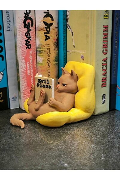 IL-HANST Kitap Okuyan Kedi Figürü kitaplık süsü,tatlı masa süsü