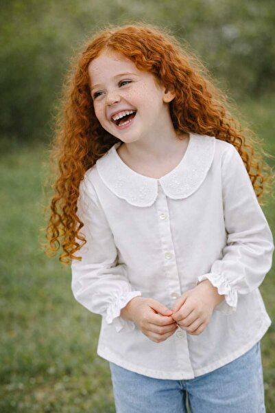 BEBEĞİME ÇORAP Bluză cămașă albă cu guler festonat pentru fete / Cămașă școlară