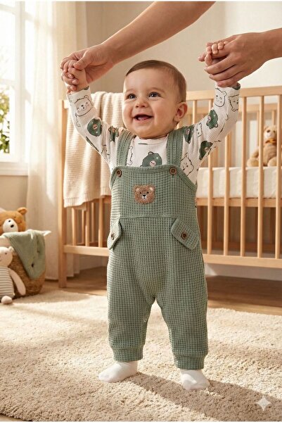 yukobaby bebeğiniz için en doğalı Bebek Ayıcık Nakışlı 3'lü Tulum-Zıbın-Çorap...