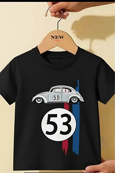 New Shine 53 تي شيرت للأطفال مطبوع عليه سيارة للجنسين