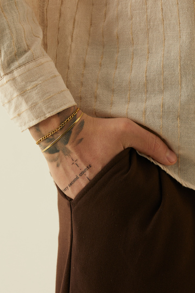 Fjellor Norendil Gold Color Men's Stainless Steel 2-Piece Bracelet Set – Snak...