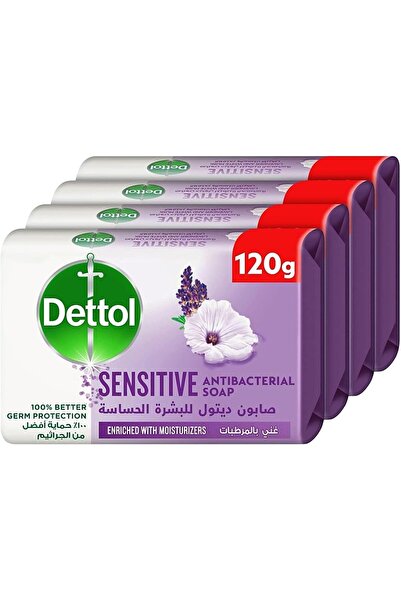 Dettol Sensitive Bathing Soap Bar Lavender & White Musk Scent, 120g x 4