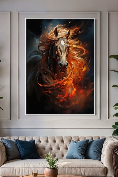 ARTAN GALLERY İtalyan Kadife At Duvar Tablosu | Yağlı Boya Görünümlü | Ahşap ...