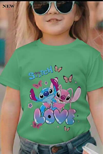 New Shine تي شيرت مطبوع عليه ستيتش للأطفال من الجنسين