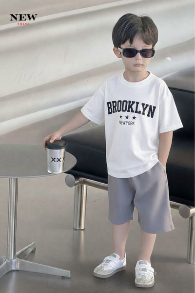 New Shine تي شيرت للأطفال مطبوع عليه بروكلين نيويورك للجنسين