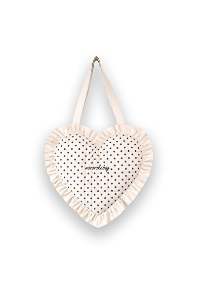 mononoke Polka Dot Patterned Ruffled Heart Bag