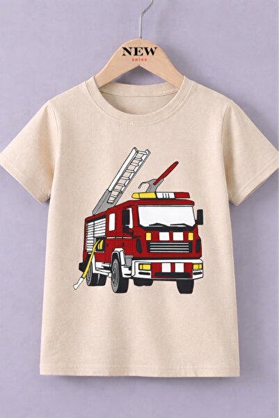 New Shine Παιδικό μπλουζάκι unisex με στάμπα πυροσβεστικού αυτοκινήτου
