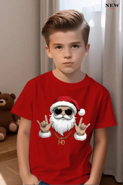 New Shine تي شيرت للأطفال مطبوع عليه سانتا كلوز للجنسين