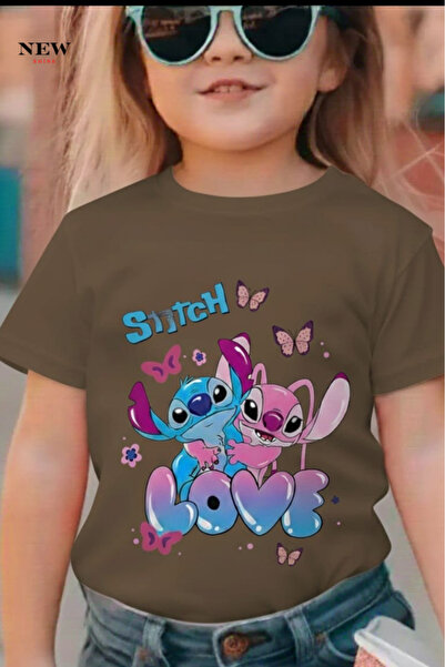 New Shine تي شيرت مطبوع عليه ستيتش للأطفال من الجنسين
