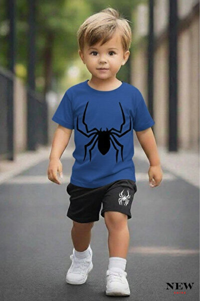 New Shine تي شيرت للأطفال مطبوع عليه عنكبوت للجنسين