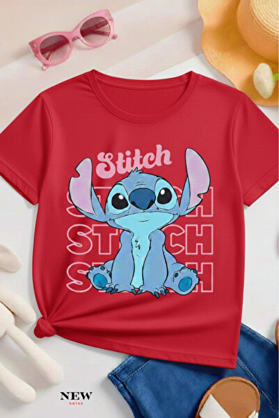 New Shine تي شيرت مطبوع عليه ستيتش للأطفال من الجنسين