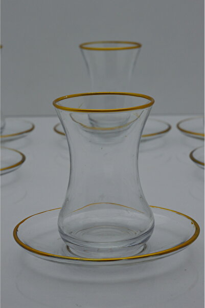 CAM 12 PARÇA ÇAY SETİ GOLD DETAYLI