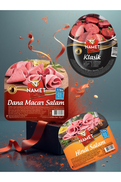 Namet 7/24 Dilimli Dana Macar Salam 50 G + Sucuk Dana 200 G + 7 / 24 Hindi Sa...
