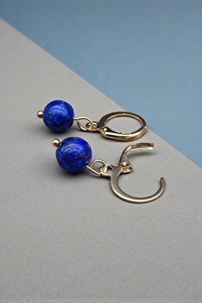 NBS Beautiful Naturel Stones Lapis Lazuli Doğal Taş Küpe 8 mm ( Hediyelik Gün...