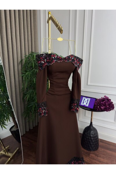 AMAZ brown embroidered dress