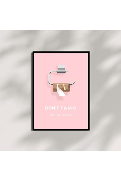 Kracket Dont Panic Stay Home Banyo Çerçeveli Poster Tablo Dekorasyon Hediyelik