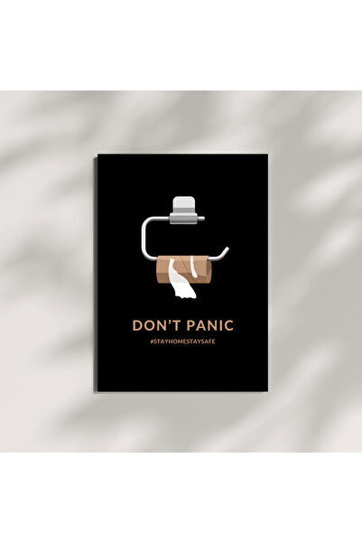 Kracket Dont Panic Stay Home Banyo Çerçeveli Poster Tablo Dekorasyon Hediyelik