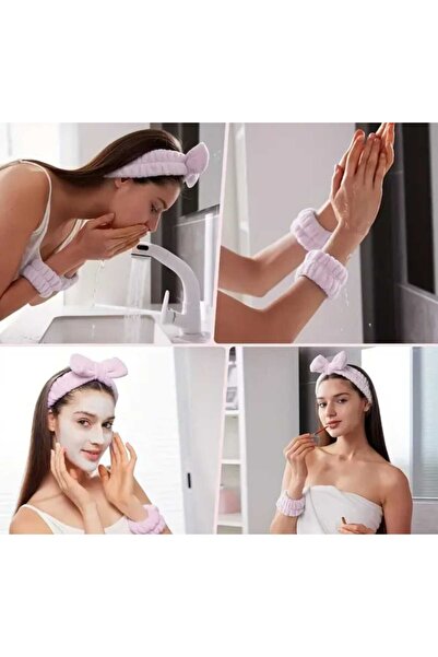 JHTshop Soft Hair Band and Wristband for Makeup Application, 6 Pieces
