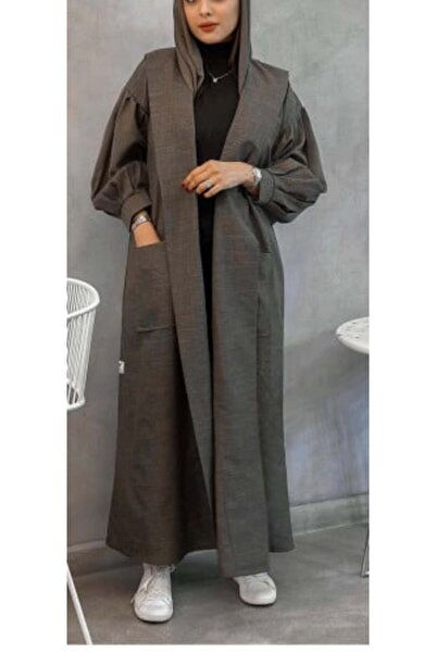 DOUBLE1WAN عباية-لينن-زيتي-بتصمي-عملي-جيوب